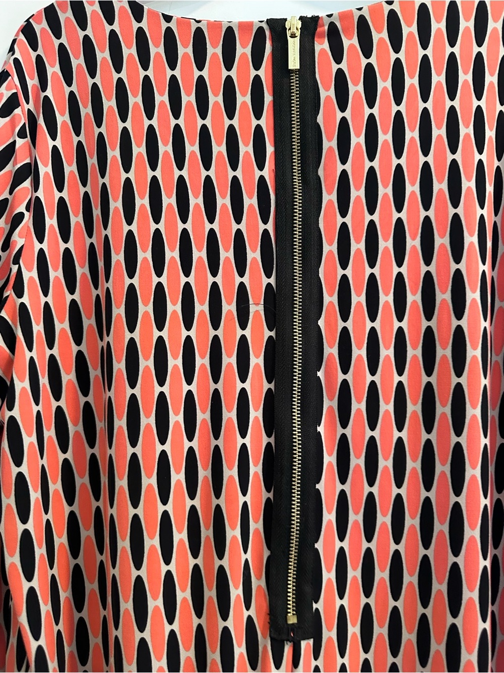 Michael Kors Coral and Black Geometric Long Sleeve Shift Dress - Picture 4 of 7